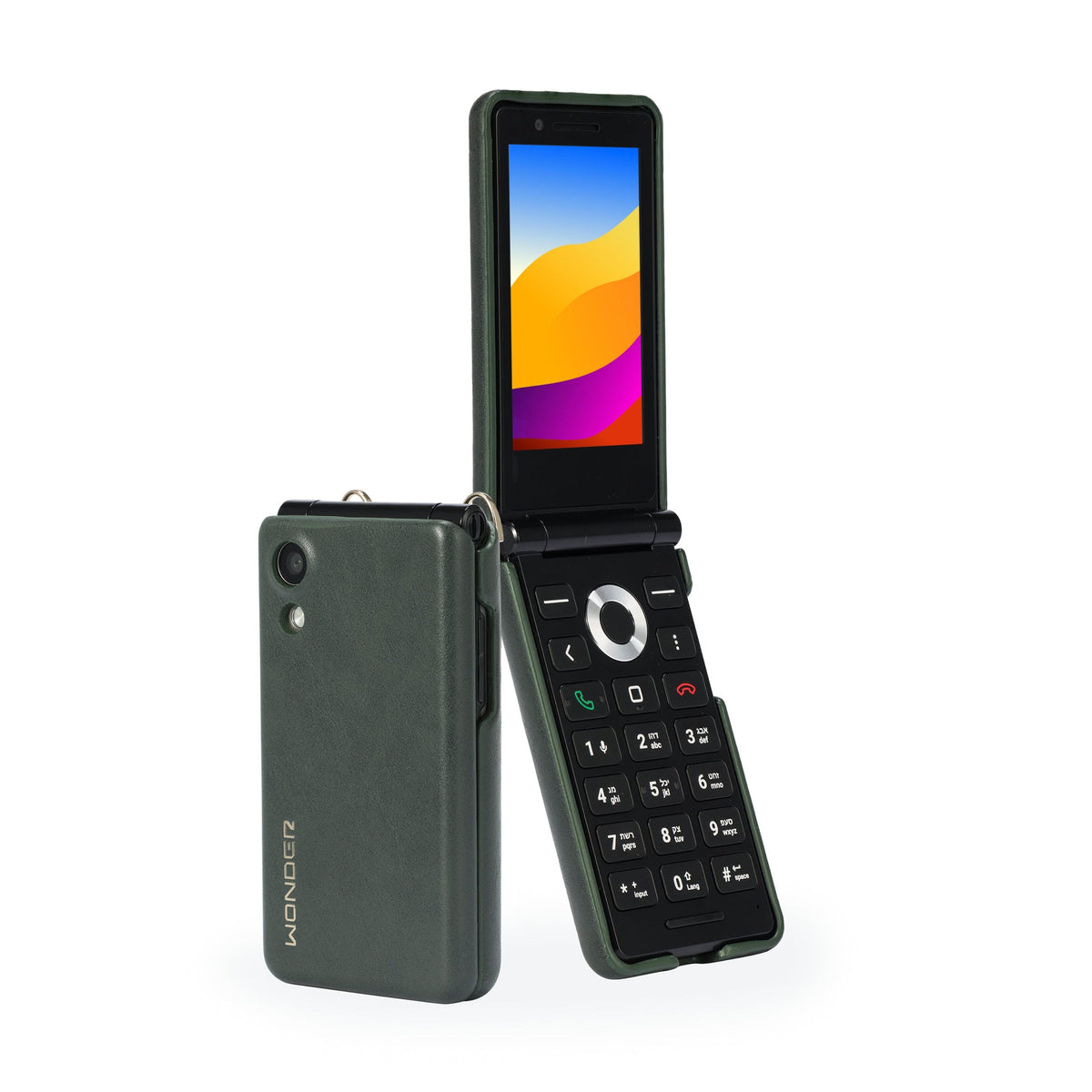 Wonder Phone women's leather set in Jade Green